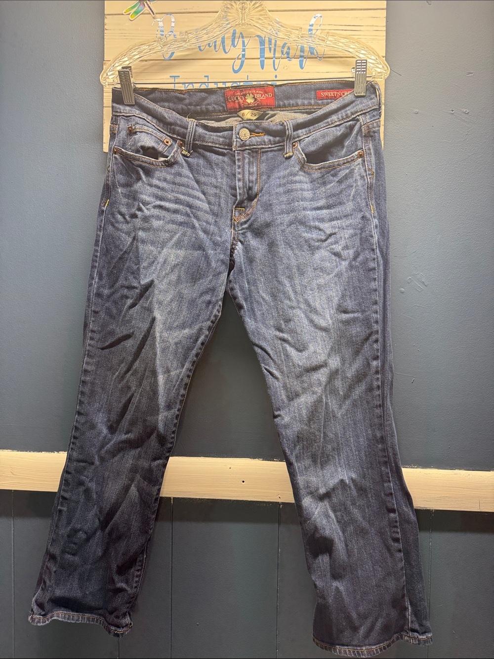 Lucky brand Dark Blue Straight-Leg cropped Jeans